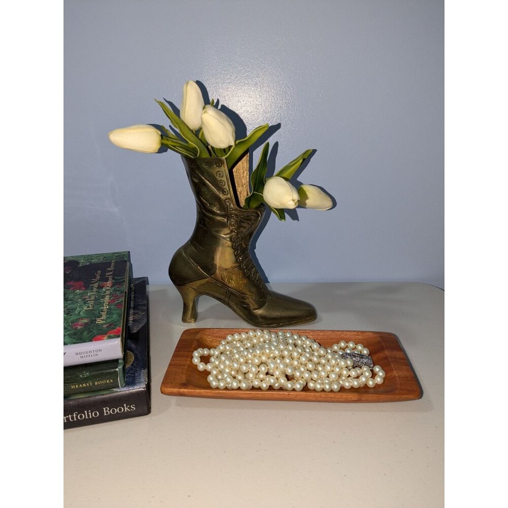 Vintage Brass Victorian Boot Vase - Picture 10 of 12